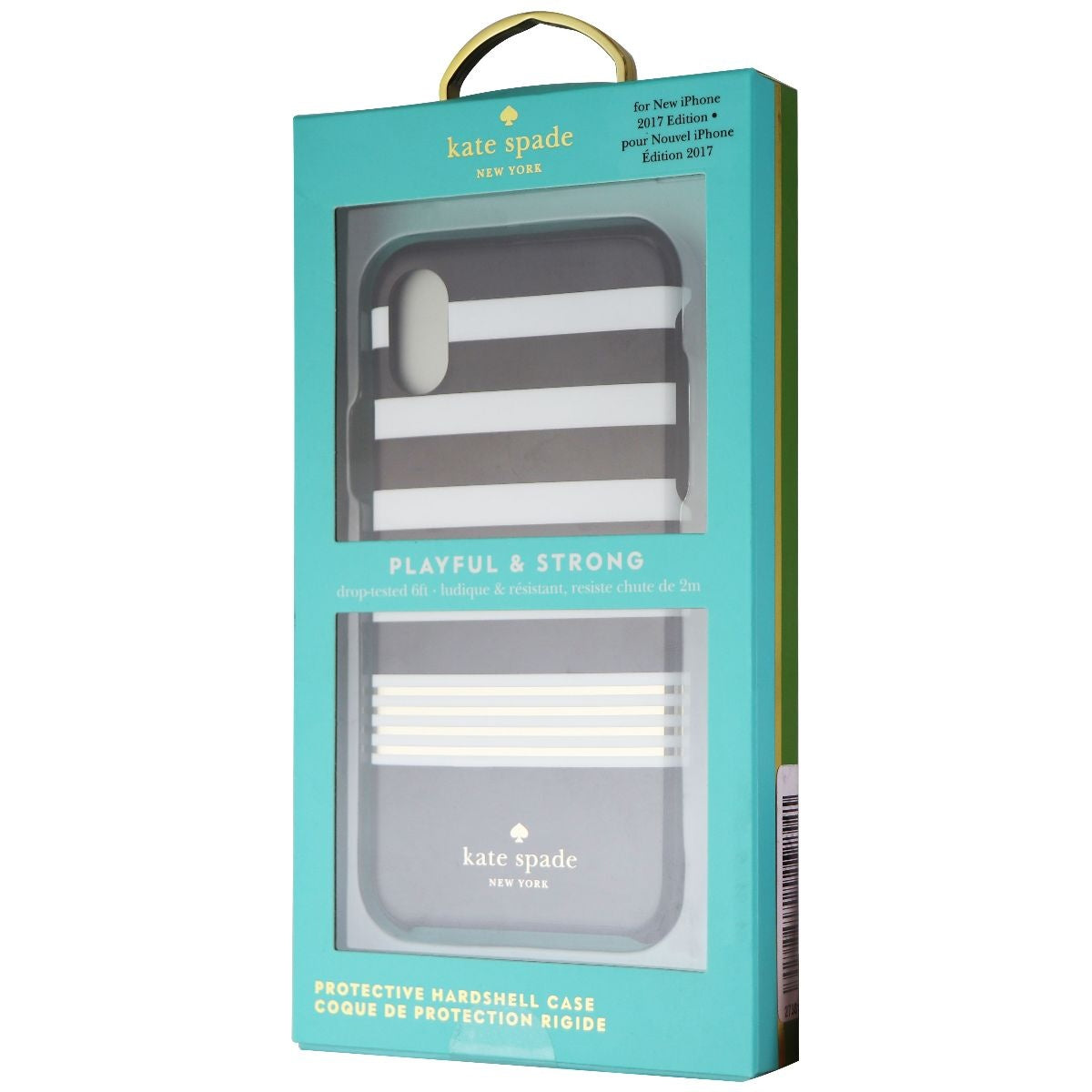 Kate Spade Hardshell Case for Apple iPhone Xs/X - Black/White/Gold Stripe Cell Phone - Cases, Covers & Skins Kate Spade - Simple Cell Bulk Wholesale Pricing - USA Seller