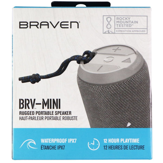 Braven BRV-Mini Waterproof Bluetooth Speaker - Gray (604203556) Cell Phone - Audio Docks & Speakers Braven    - Simple Cell Bulk Wholesale Pricing - USA Seller