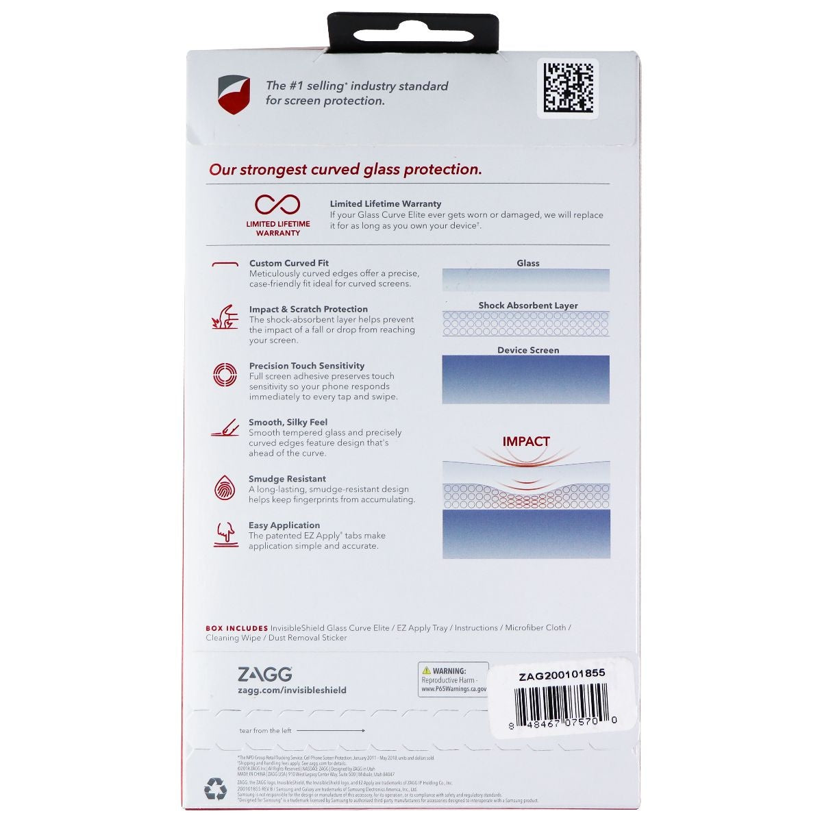 ZAGG Invisible Shield Glass Curve Elite Tempered Glass for Samsung Galaxy Note9 Cell Phone - Screen Protectors Zagg    - Simple Cell Bulk Wholesale Pricing - USA Seller