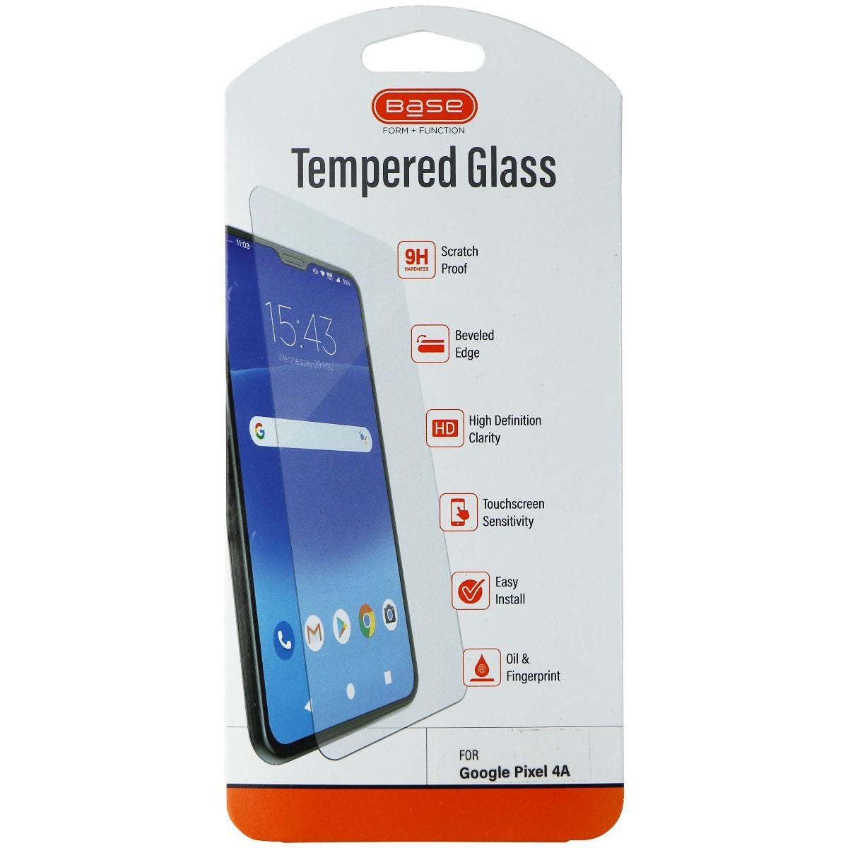 Base Tempered Glass Screen Protector for Google Pixel 4a - Clear Cell Phone - Screen Protectors Base - Simple Cell Bulk Wholesale Pricing - USA Seller