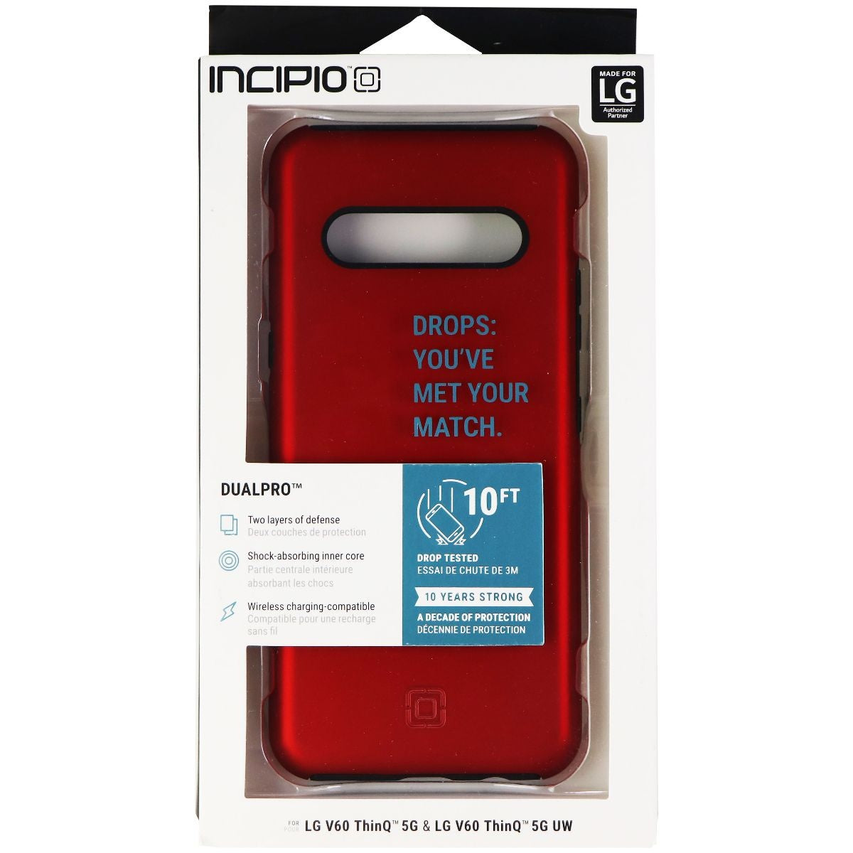 Incipio DualPro Series Dual Layer Case for LG V60 ThinQ 5G / UW - Red / Black Cell Phone - Cases, Covers & Skins Incipio - Simple Cell Bulk Wholesale Pricing - USA Seller