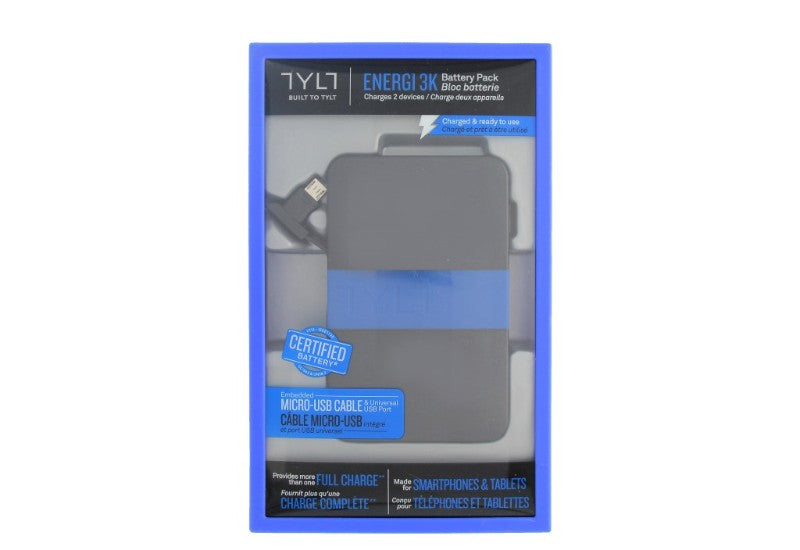 TYLT Energi 3K 3000mAh Micro-USB Battery Pack Cell Phone - Chargers & Cradles TYLT    - Simple Cell Bulk Wholesale Pricing - USA Seller