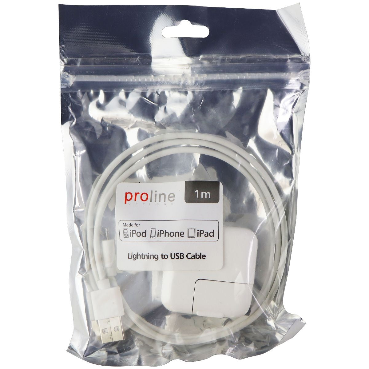 Proline 3.3-Foot USB Cable & 12W Wall Adapter for iPhone/iPad/iPod - White Cell Phone - Chargers & Cradles Proline - Simple Cell Bulk Wholesale Pricing - USA Seller
