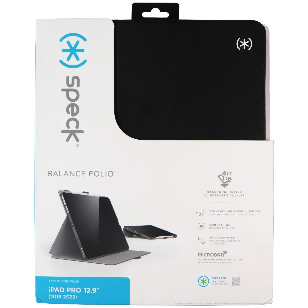 Speck Balance Folio Case for Apple iPad Pro 12.9 (6th-10th Gen) - Black/White iPad/Tablet Accessories - Cases, Covers, Keyboard Folios Speck    - Simple Cell Bulk Wholesale Pricing - USA Seller