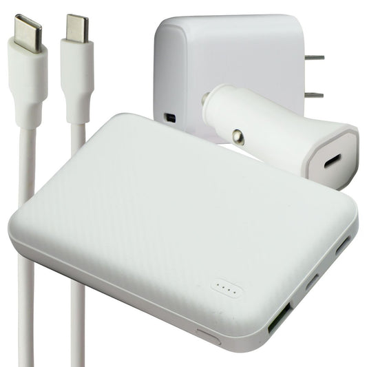 S. Simple Travel Kit USB-C On-The-Go Car and Wall Chargers - White Cell Phone - Chargers & Cradles S. Simple    - Simple Cell Bulk Wholesale Pricing - USA Seller