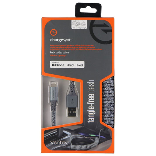 Ventev ChargeSync 14-Inch Braided & Expandable MFi Cable for iPhone/iPad - Gray Cell Phone - Cables & Adapters Ventev - Simple Cell Bulk Wholesale Pricing - USA Seller