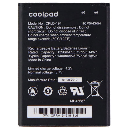 Coolpad OEM Rechargeable 3.7V 1390/1400mAh Battery - Black (CPLD-194)