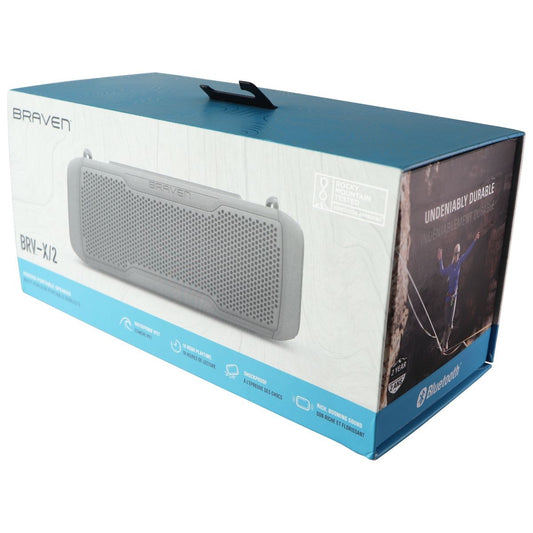 Braven BRV- X/2 - Wireless Bluetooth Rugged Portable Waterproof Speaker - Gray Cell Phone - Audio Docks & Speakers Braven - Simple Cell Bulk Wholesale Pricing - USA Seller