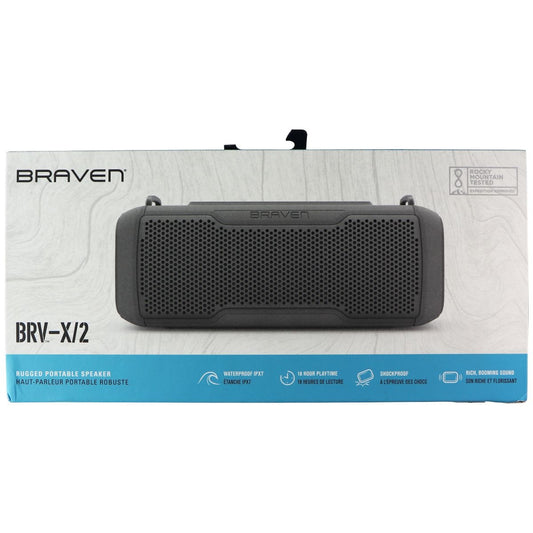 Braven BRV- X/2 - Wireless Bluetooth Rugged Portable Waterproof Speaker - Gray Cell Phone - Audio Docks & Speakers Braven - Simple Cell Bulk Wholesale Pricing - USA Seller