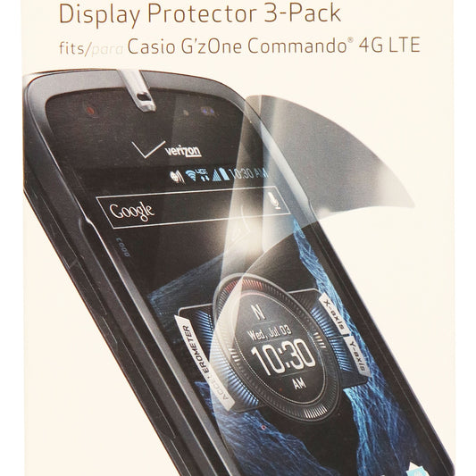 Verizon Wireless Display Protectors for Casio GzOne Commando 4G LTE (3 Pack) Cell Phone - Screen Protectors Verizon    - Simple Cell Bulk Wholesale Pricing - USA Seller