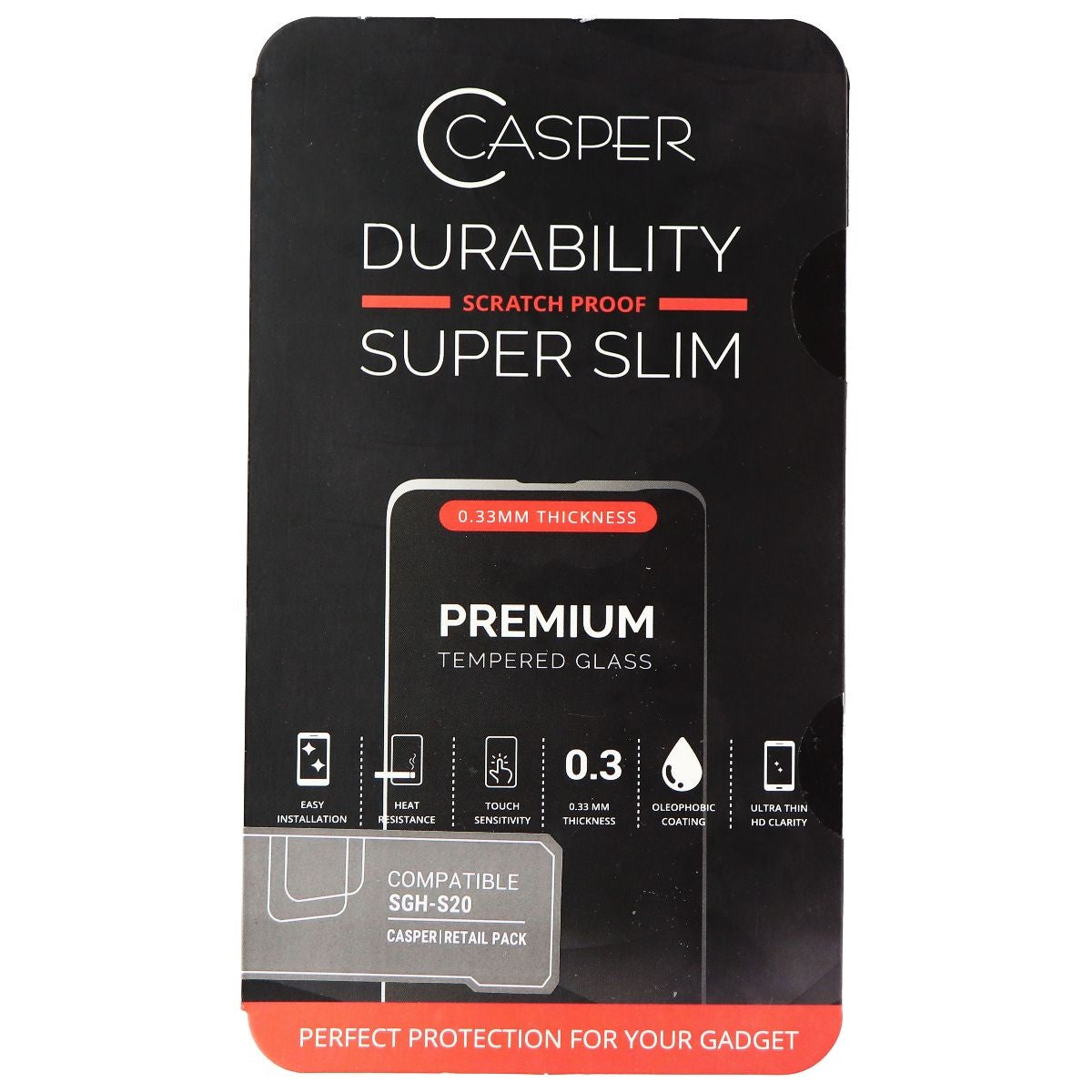 Casper Premium 0.33mm Tempered Glass for Samsung Galaxy S20 Cell Phone - Screen Protectors Casper    - Simple Cell Bulk Wholesale Pricing - USA Seller