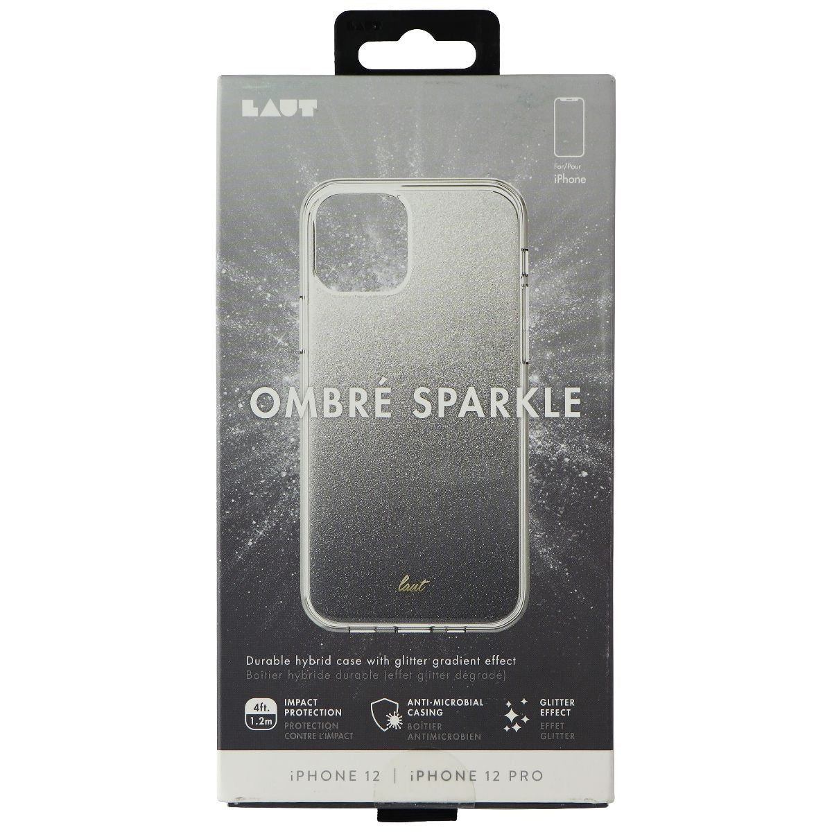 LAUT OMBRE SPARKLE Series Case for iPhone 12/12 Pro - Black Cell Phone - Cases, Covers & Skins Laut    - Simple Cell Bulk Wholesale Pricing - USA Seller
