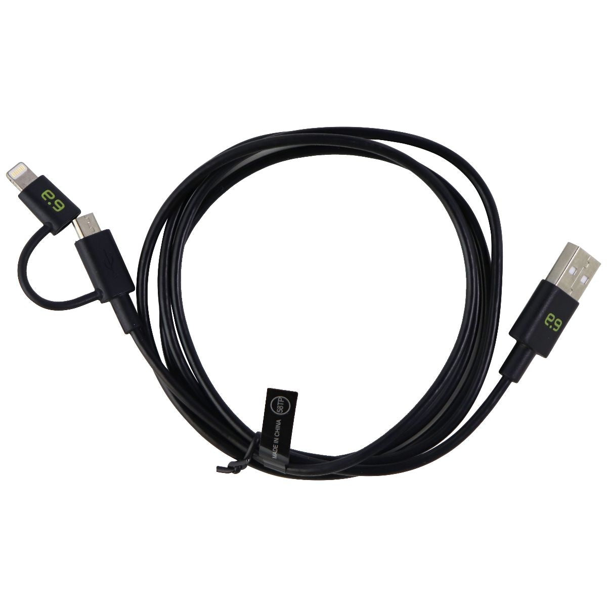 PureGear 4-Foot USB to Micro-USB Cable with Extra Tip for iPhone/iPad - Black Cell Phone - Cables & Adapters PureGear - Simple Cell Bulk Wholesale Pricing - USA Seller