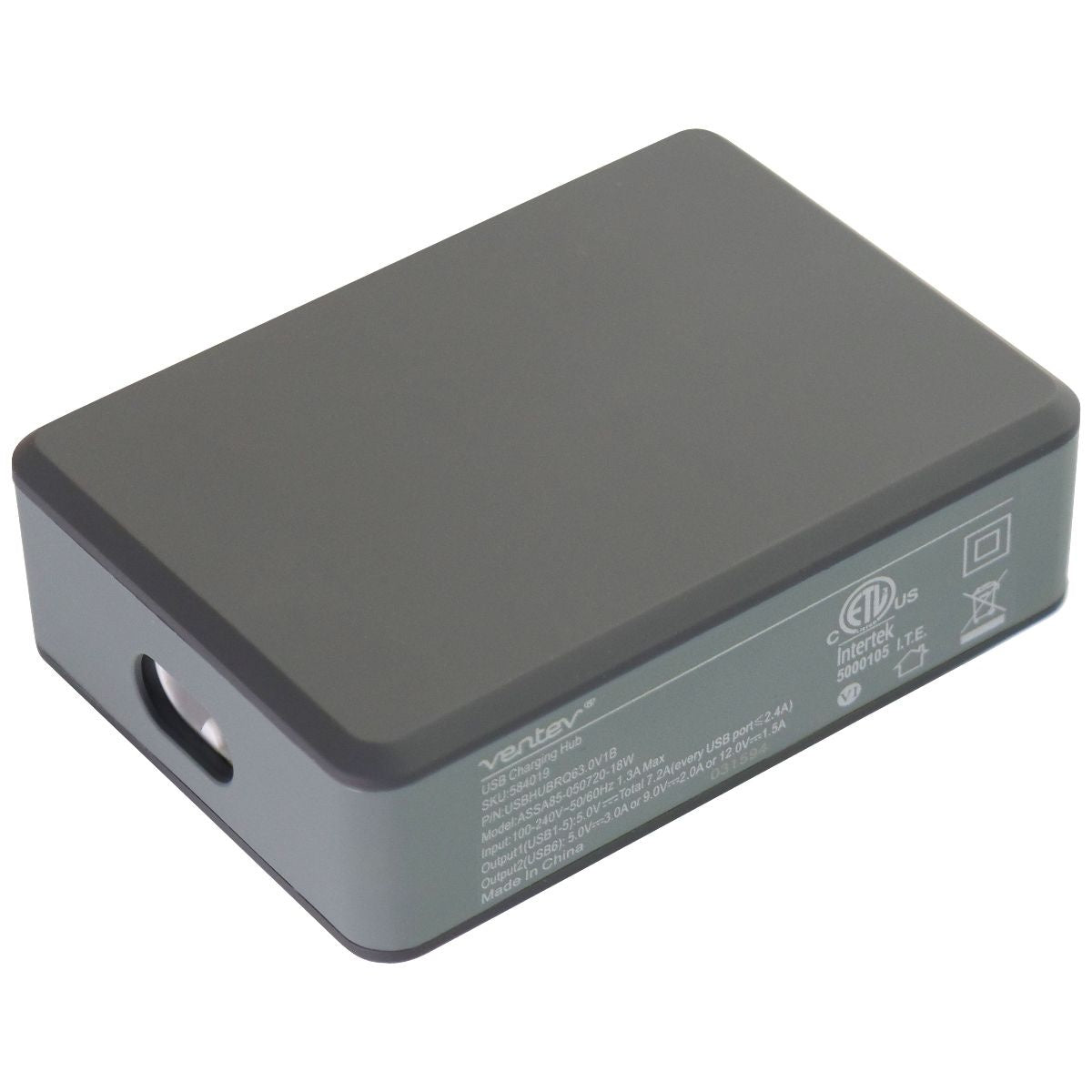 Ventev 10.2-AMP QC 3.0 (6-Port) Rapid USB Charging Hub RQ600 - Gray Computer/Network - USB Cables, Hubs & Adapters Ventev - Simple Cell Bulk Wholesale Pricing - USA Seller