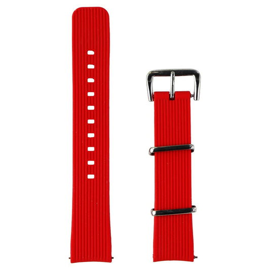 Universal 20mm Adjustable Silicone Band for Watches/Trackers - Red/Silver Smart Watch Accessories - Watch Bands Unbranded - Simple Cell Bulk Wholesale Pricing - USA Seller
