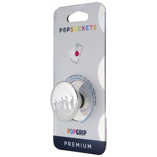 PopSockets Swappable PopGrip Expanding Stand and Grip - Chrome Drip Silver Cell Phone - Mounts & Holders PopSockets    - Simple Cell Bulk Wholesale Pricing - USA Seller