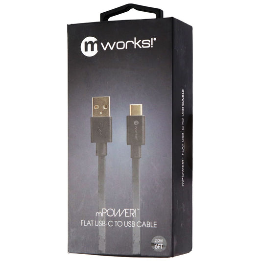 mWorks! mPower! 6-Foot (USB-C) to USB Flat Tangle-Free Cable - Black Cell Phone - Cables & Adapters mWorks!    - Simple Cell Bulk Wholesale Pricing - USA Seller