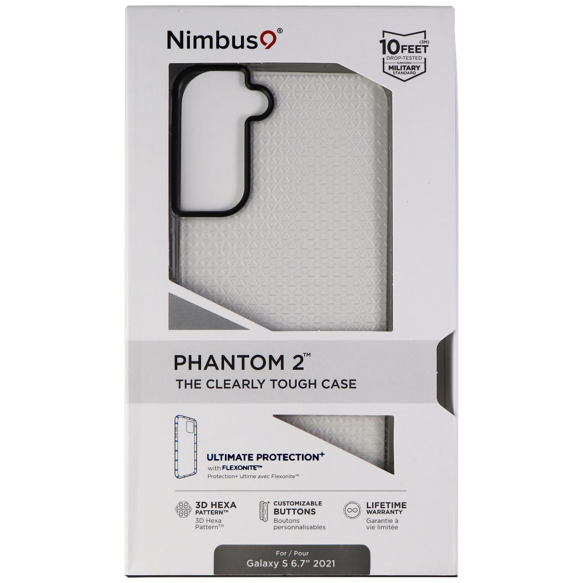Nimbus9 Phantom 2 Series Case for Samsung Galaxy (s21+) - Clear Hexa Pattern Cell Phone - Cases, Covers & Skins Nimbus9 - Simple Cell Bulk Wholesale Pricing - USA Seller