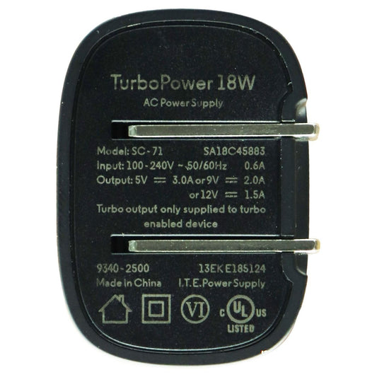 Motorola TurboPower 18W Single USB Wall Charger - Black (SC-71 / SA18C45883) Cell Phone - Chargers & Cradles Motorola - Simple Cell Bulk Wholesale Pricing - USA Seller