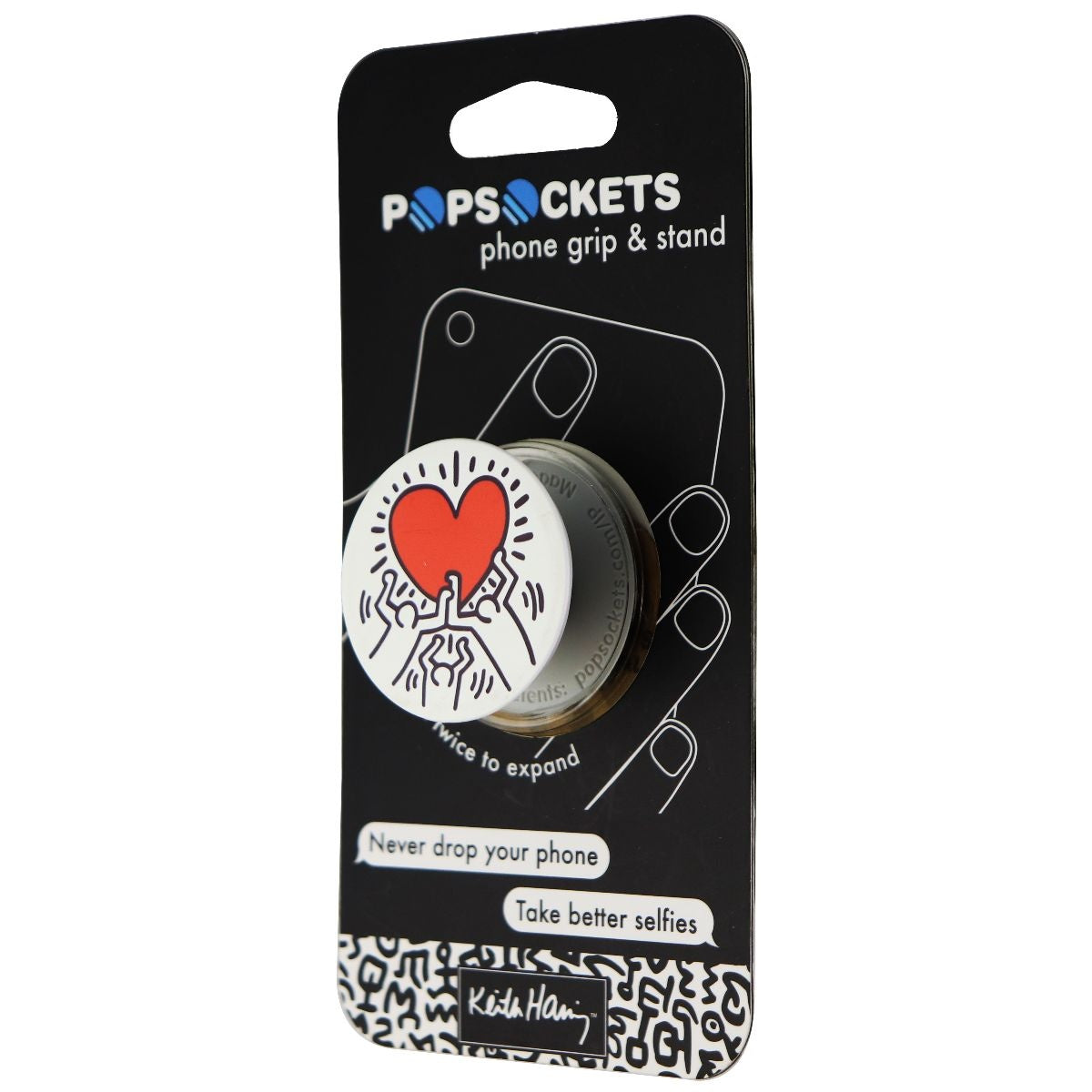 PopSockets: Grip and Stand for Phones & Tablets - Keith Haring 3 Figures / Heart Cell Phone - Mounts & Holders PopSockets    - Simple Cell Bulk Wholesale Pricing - USA Seller