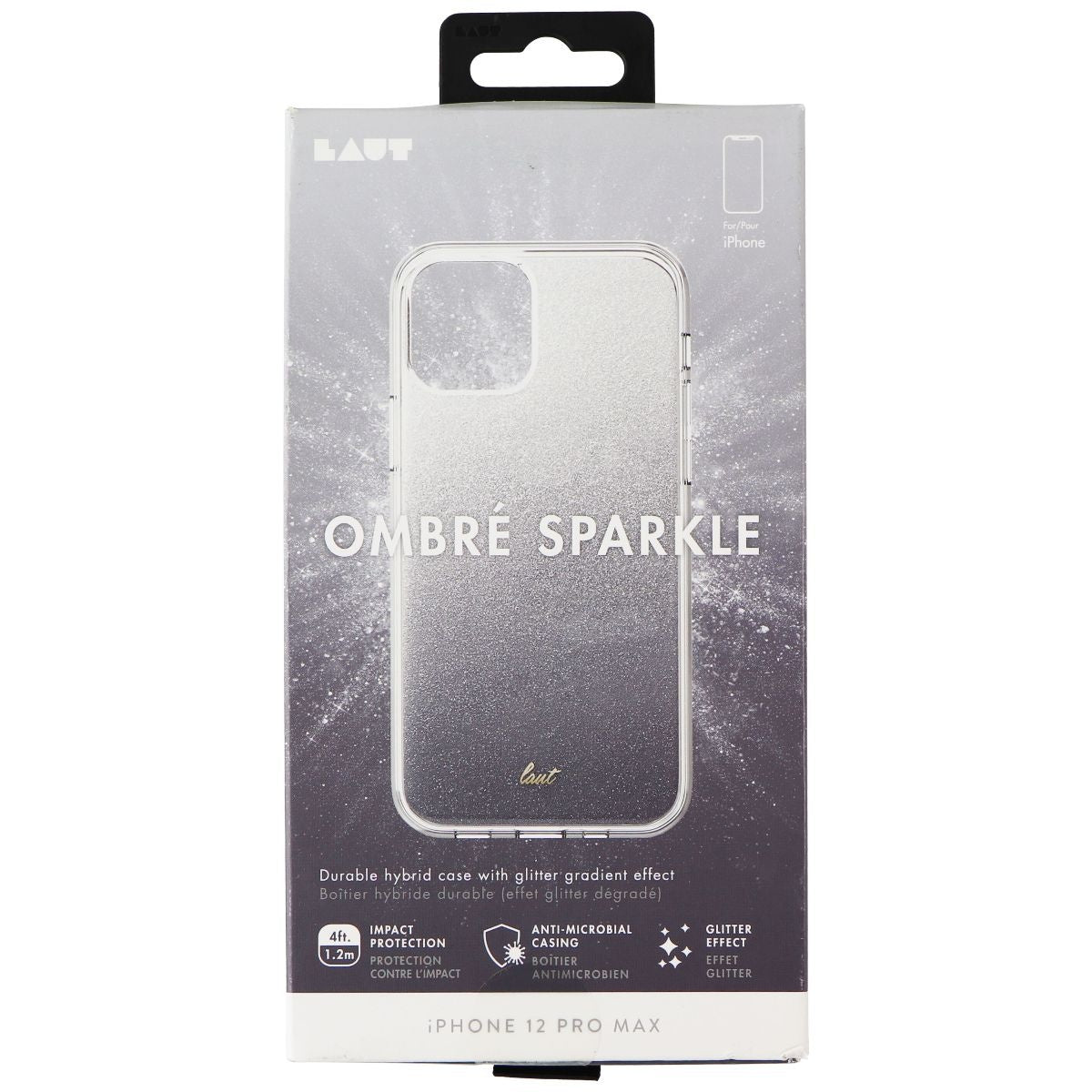 LAUT Ombre Sparkle Case for Apple iPhone 12 Pro Max - Silver Glitter/Clear Cell Phone - Cases, Covers & Skins Laut - Simple Cell Bulk Wholesale Pricing - USA Seller