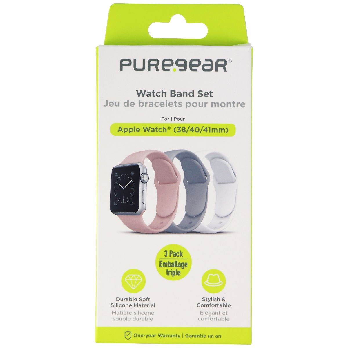 PureGear Watch Band Set for Apple Watch 38/40/41mm - White/Pink/Gray