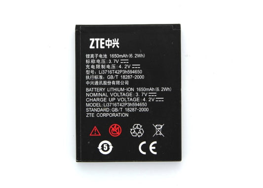 ZTE Rechargeable (1,650mAh) OEM Battery for Warp Sequent (Li3716T42P3H594650) Cell Phone - Batteries ZTE - Simple Cell Bulk Wholesale Pricing - USA Seller