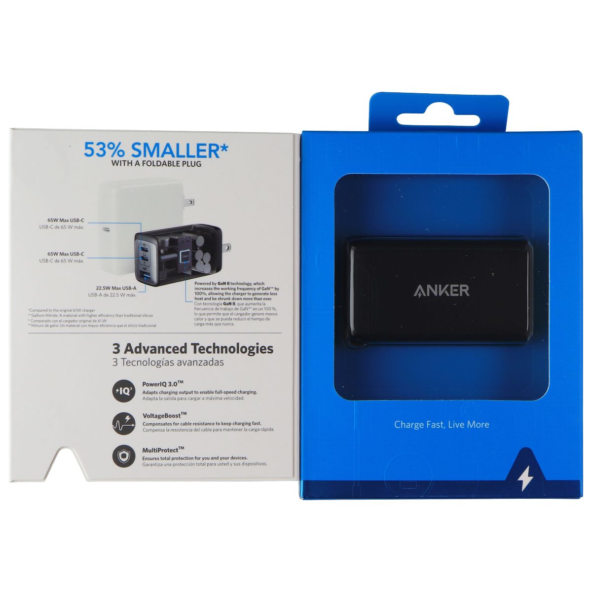 Anker Powerport III (65W) USB-C/USB-A (3-port) Charging Pod - Black (A2667J11-1) Cell Phone - Cables & Adapters Anker    - Simple Cell Bulk Wholesale Pricing - USA Seller