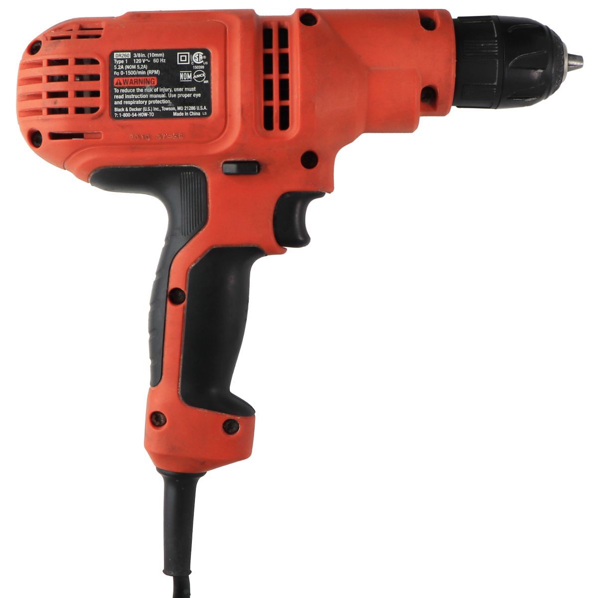 Black & Decker DR260 5.2 Amp 3/8 in. Corded Drill - Orange Home Improvement - Other Home Improvement Black & Decker    - Simple Cell Bulk Wholesale Pricing - USA Seller