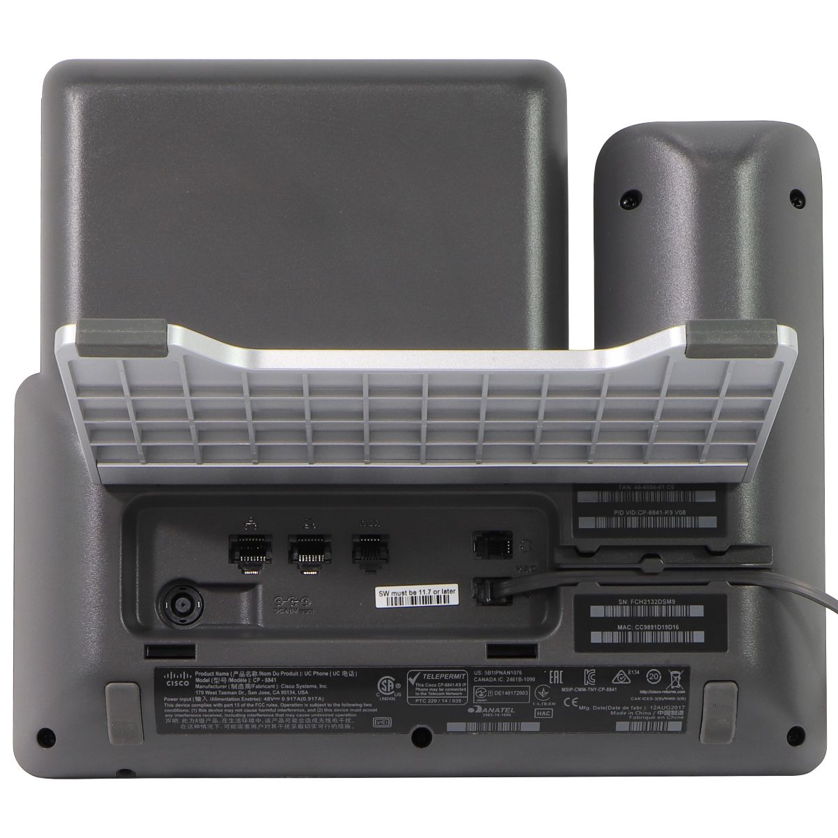 Cisco 8841 IP Phone with Wired Handset (CP-8841-K9) / (PoE) No Power Supply Home Telephones & Accessories - Corded Telephones Cisco    - Simple Cell Bulk Wholesale Pricing - USA Seller