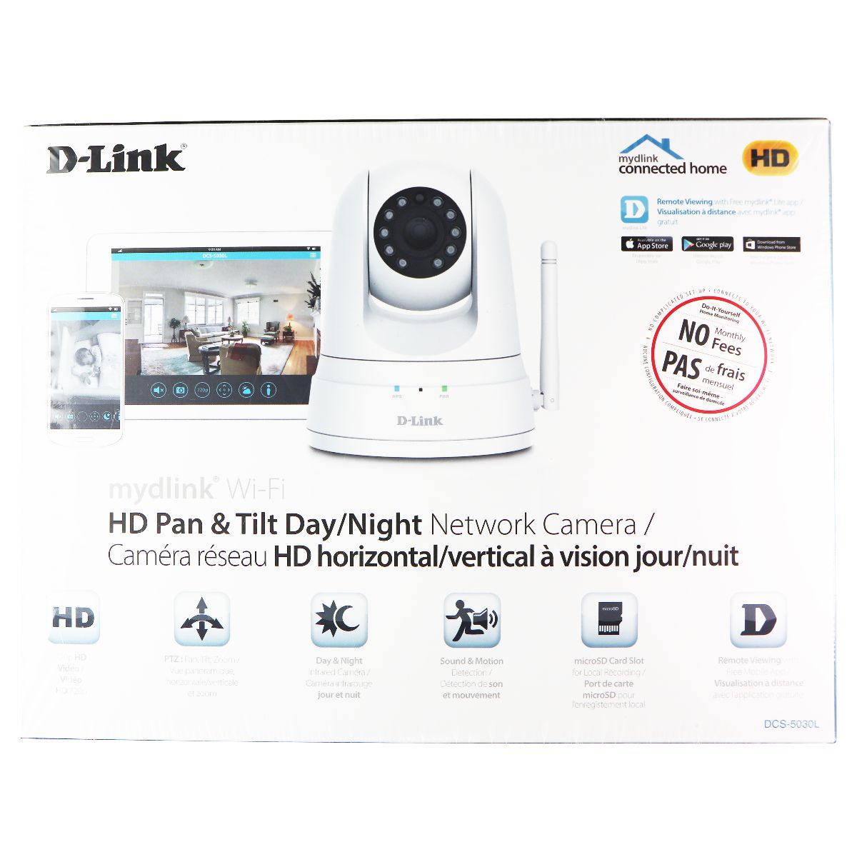 D-Link HD WiFi Security Camera w/ 720p Resolution - White - DCS-5030L Home Surveillance - Security Cameras D-Link    - Simple Cell Bulk Wholesale Pricing - USA Seller