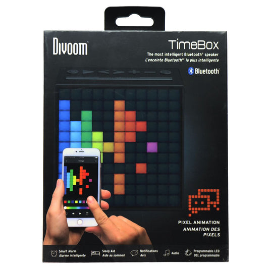 Divoom TimeBox LED Pixel Animation Bluetooth Speaker - Black Cell Phone - Audio Docks & Speakers Divoom    - Simple Cell Bulk Wholesale Pricing - USA Seller