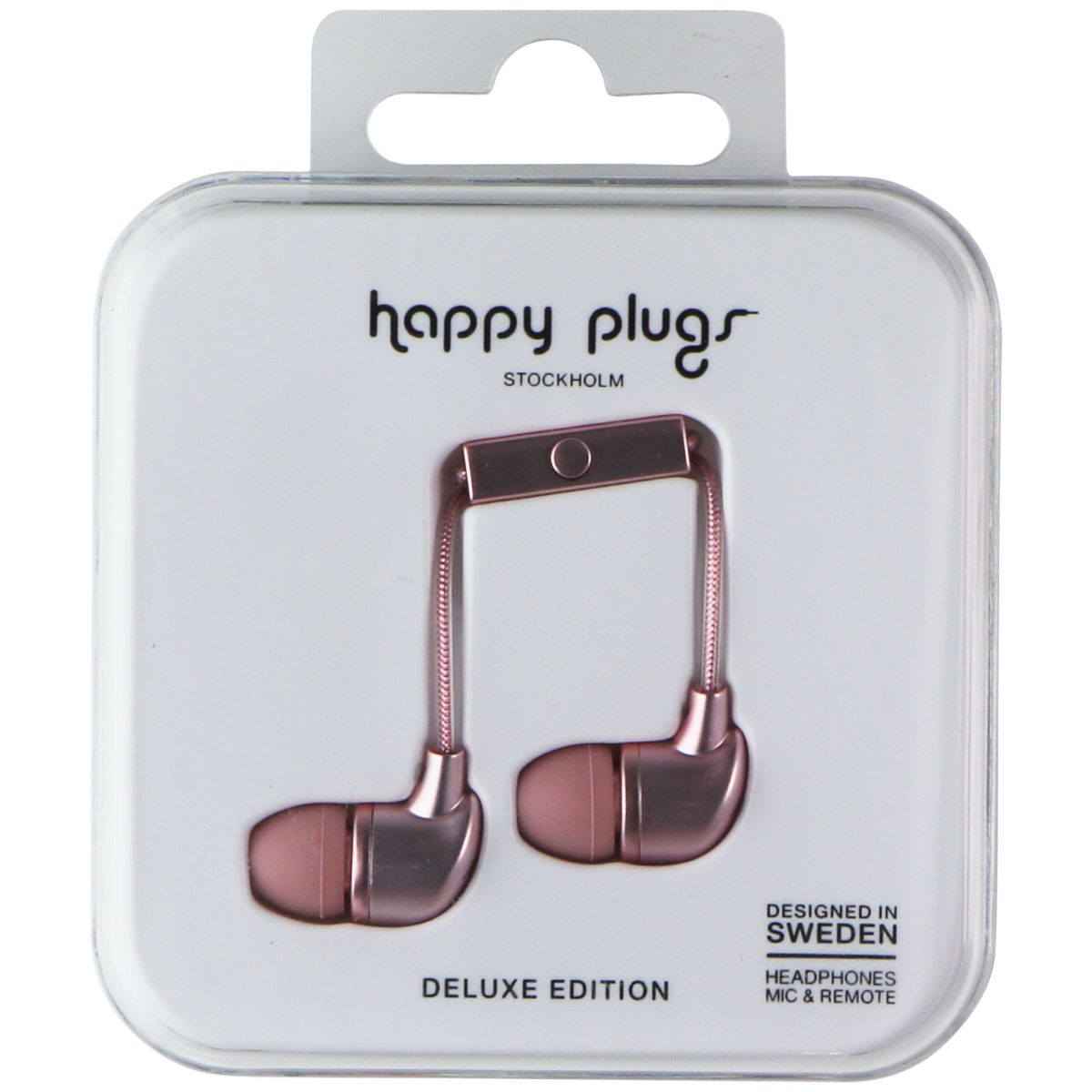 Happy Plugs Deluxe Edition Headphones with Mic & Remote - Pink Portable Audio - Headphones Happy Plugs    - Simple Cell Bulk Wholesale Pricing - USA Seller