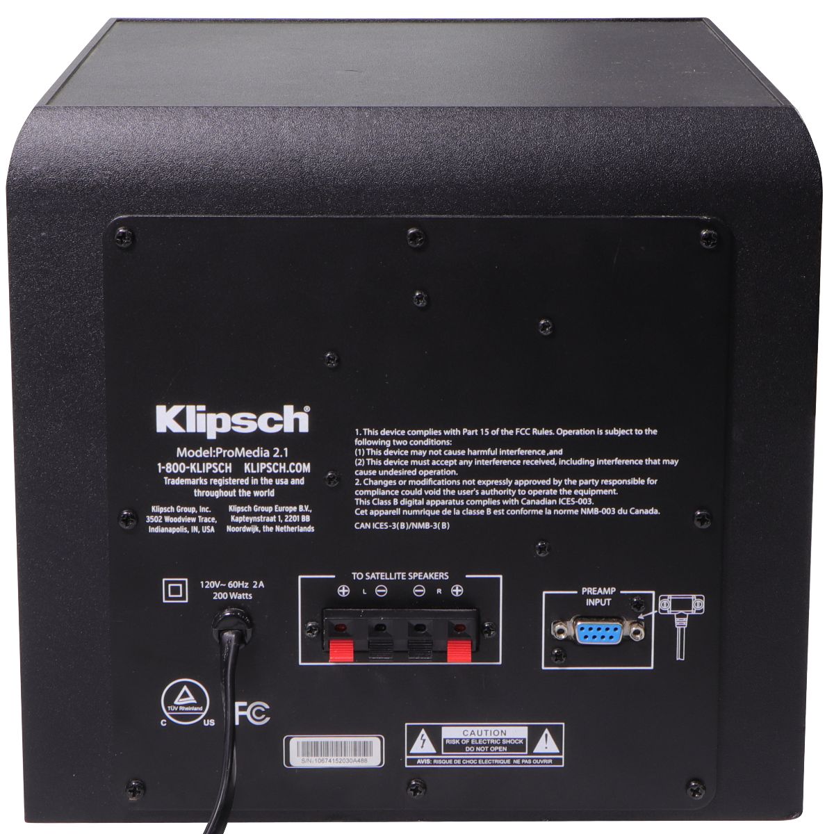 Klipsch Pro Media 2.1 Wired Subwoofer - Black / Subwoofer Only Home Multimedia - Home Speakers & Subwoofers Klipsch    - Simple Cell Bulk Wholesale Pricing - USA Seller
