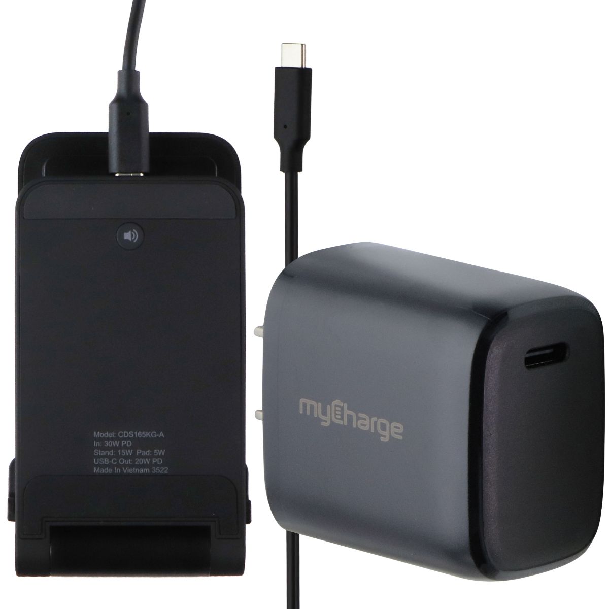 myCharge 3-in-1 (15W) Fast Charge Wireless Charging Stand - Black (CDS165KG-A) Cell Phone - Chargers & Cradles myCharge    - Simple Cell Bulk Wholesale Pricing - USA Seller