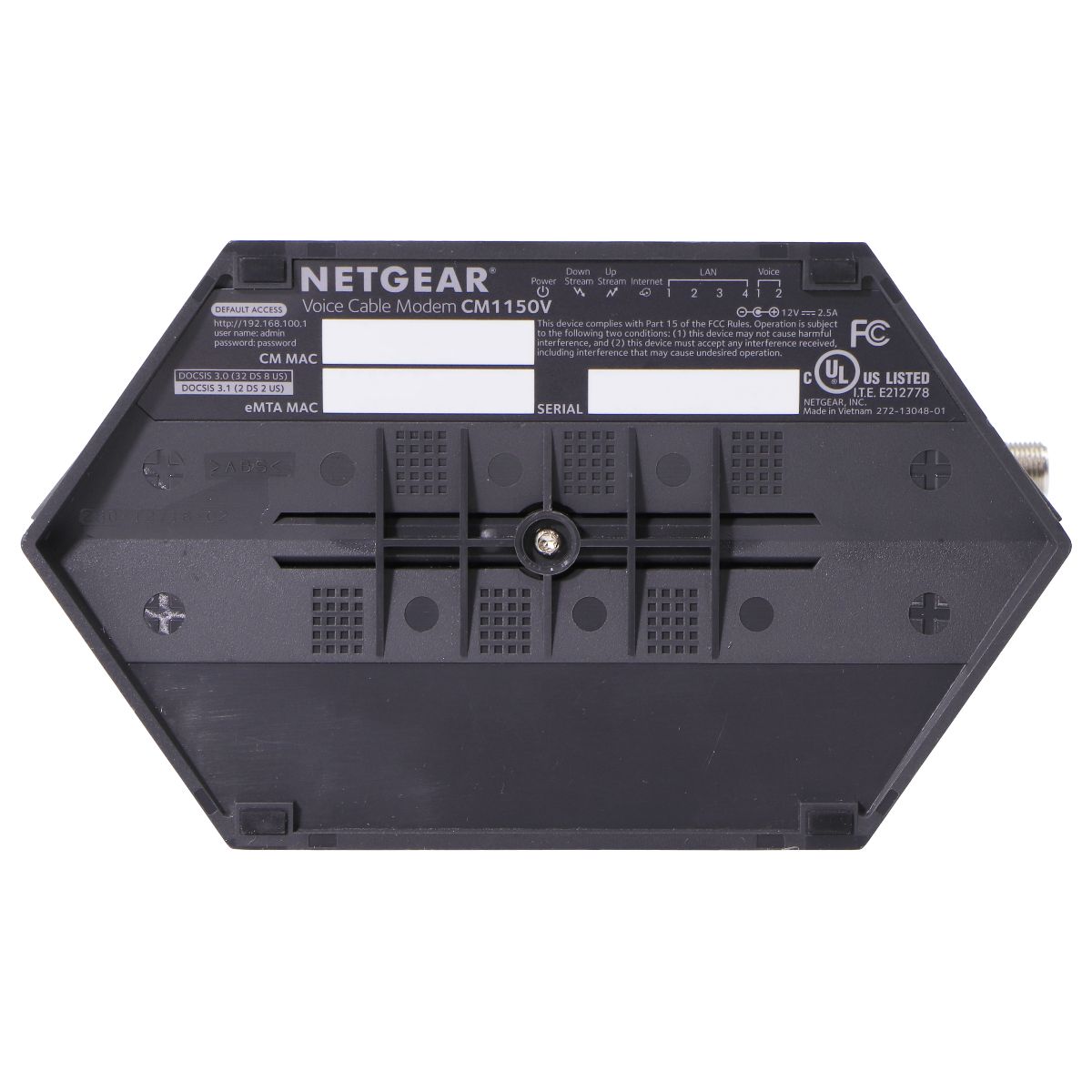 NETGEAR Nighthawk CM1150v Cable Modem with Voice | DOCSIS 3.1 Networking - Modems Netgear    - Simple Cell Bulk Wholesale Pricing - USA Seller
