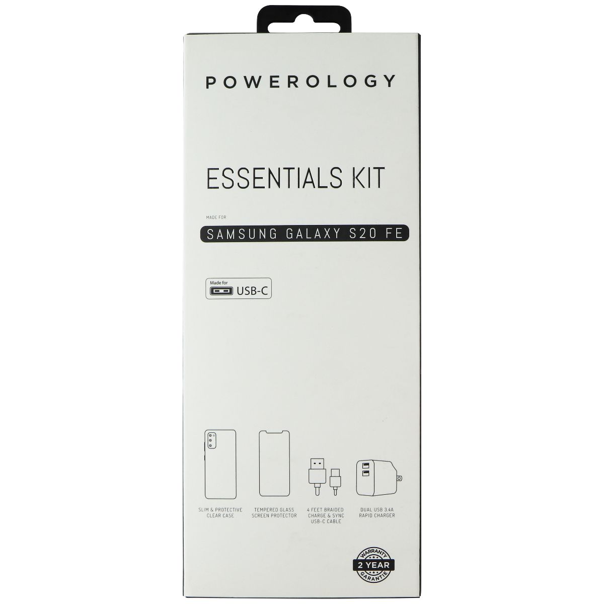 Powerology Essentials Kit w/ Case and Power for Samsung Galaxy S20 FE - Clear Cell Phone - Accessory Bundles Powerology    - Simple Cell Bulk Wholesale Pricing - USA Seller