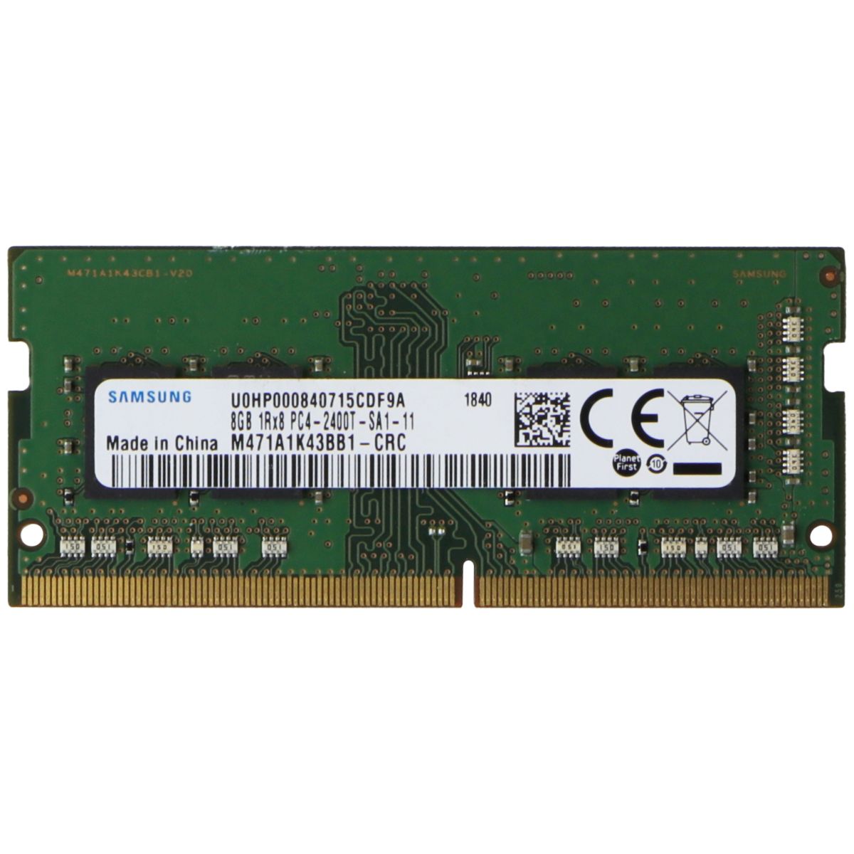 Samsung (8GB) DDR4 1Rx8 (PC4-2400T) Laptop RAM Memory SODIMM (M471A1K43BB1-CRC) Computer Parts - Memory (RAM) Samsung    - Simple Cell Bulk Wholesale Pricing - USA Seller