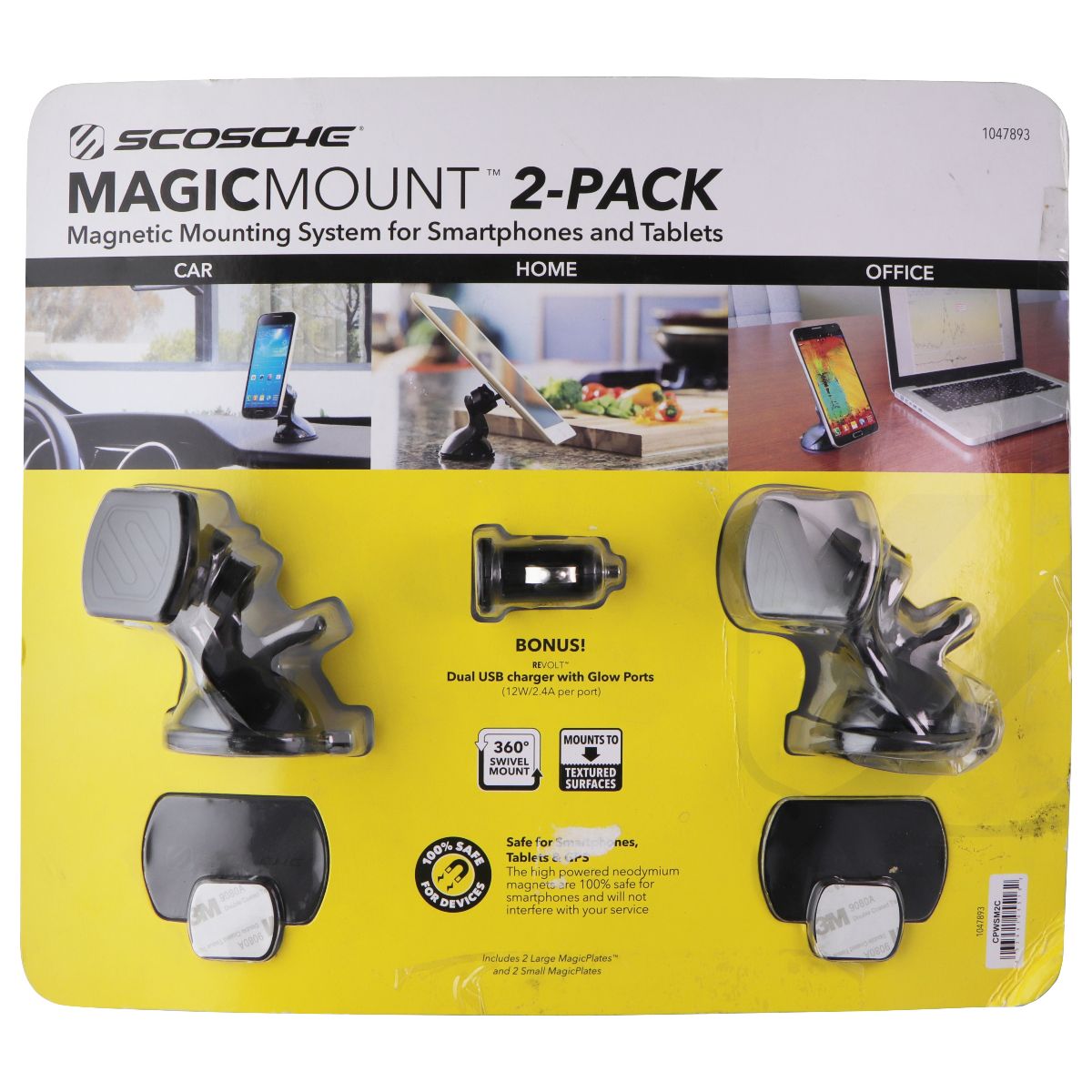 Scosche MagicMount (2-Pack) Magnetic Mounting System for Mobile Devices Computer Accessories - Stands, Holders & Car Mounts Scosche    - Simple Cell Bulk Wholesale Pricing - USA Seller