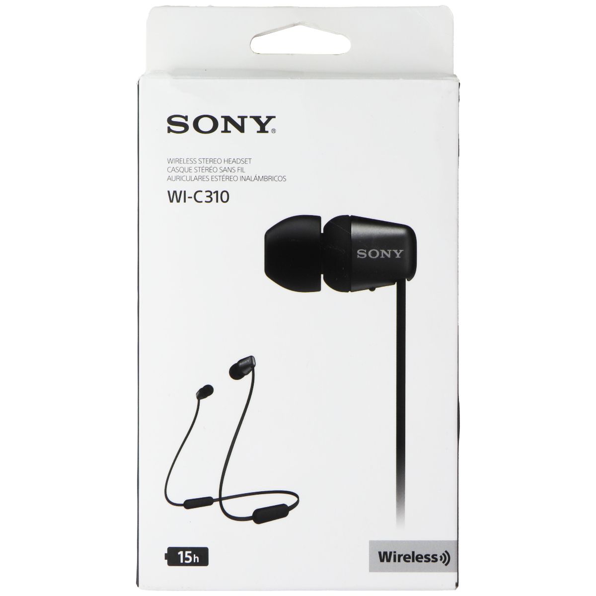 Sony Wireless in-Ear Headset/Headphones with Mic - Black (WI-C310/B) Portable Audio - Headphones Sony    - Simple Cell Bulk Wholesale Pricing - USA Seller