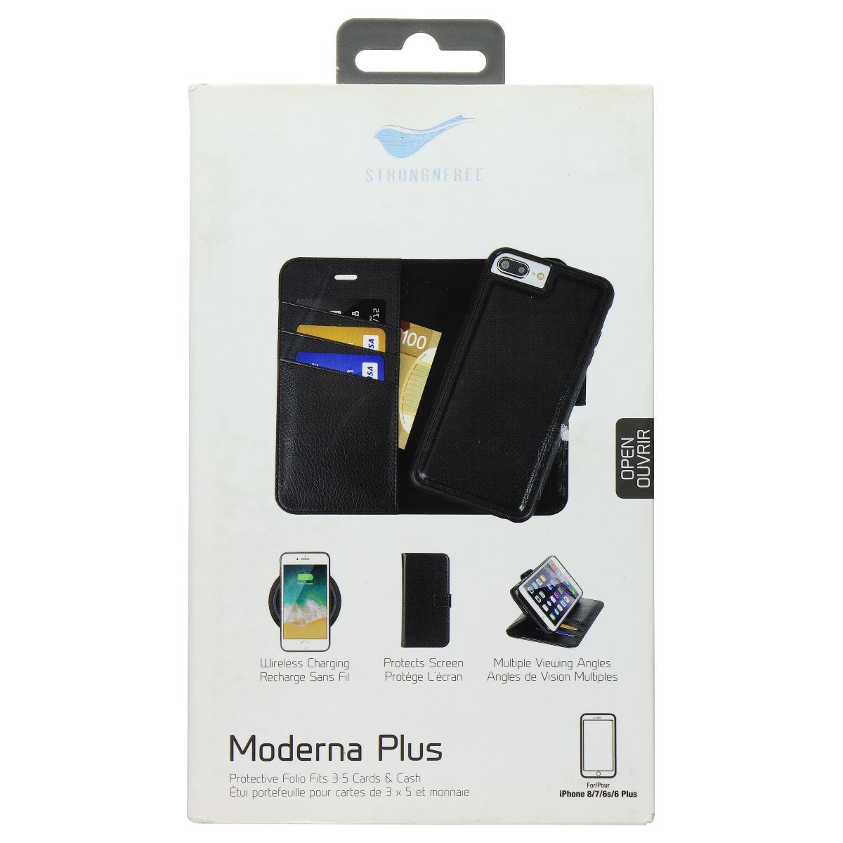 StrongNFree Moderna Plus 2-in-1 Wallet Case for iPhone 8 Plus/7 Plus - Black Cell Phone - Cases, Covers & Skins StrongNFree    - Simple Cell Bulk Wholesale Pricing - USA Seller