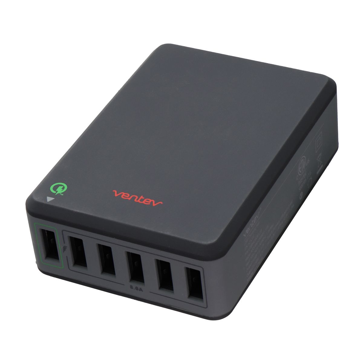 Ventev rq600 Series 6 Port Charging Hub featuring Quick Charge 2.0 - Gray Cell Phone - Chargers & Cradles Ventev    - Simple Cell Bulk Wholesale Pricing - USA Seller