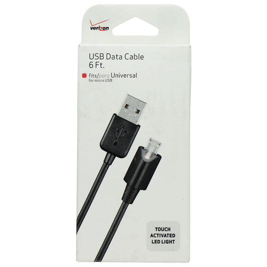 Verizon (6-Ft) Micro-USB to USB Charge/Sync Cable with Built-in LED - Black Cell Phone - Cables & Adapters Verizon    - Simple Cell Bulk Wholesale Pricing - USA Seller