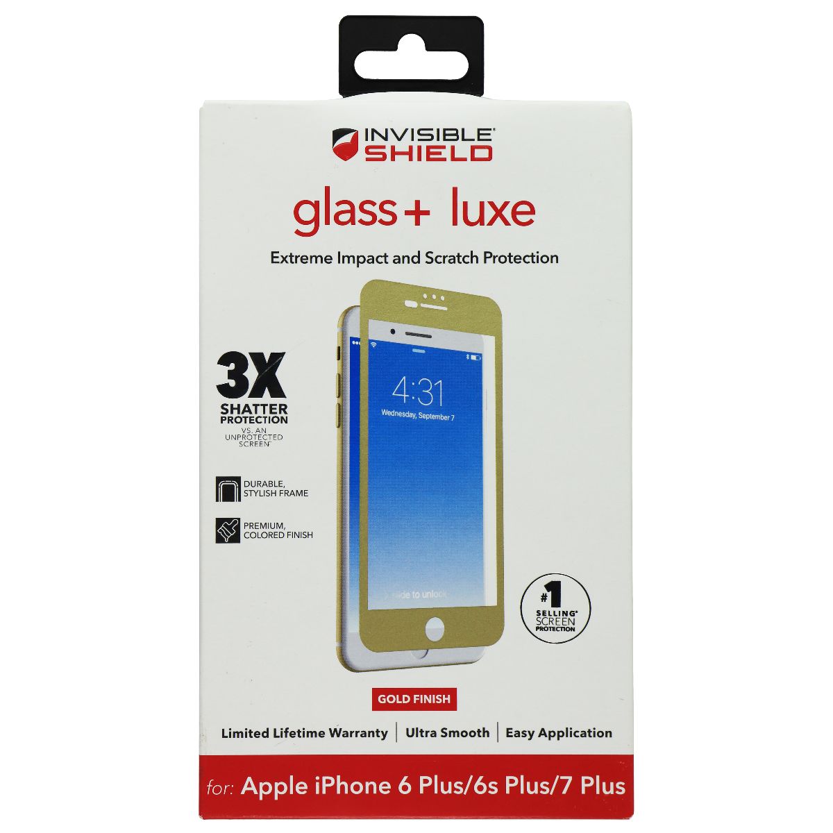 InvisibleShield Glass + Luxe Screen for Apple iPhone 7 Plus/6s Plus/6 Plus Cell Phone - Screen Protectors Zagg    - Simple Cell Bulk Wholesale Pricing - USA Seller