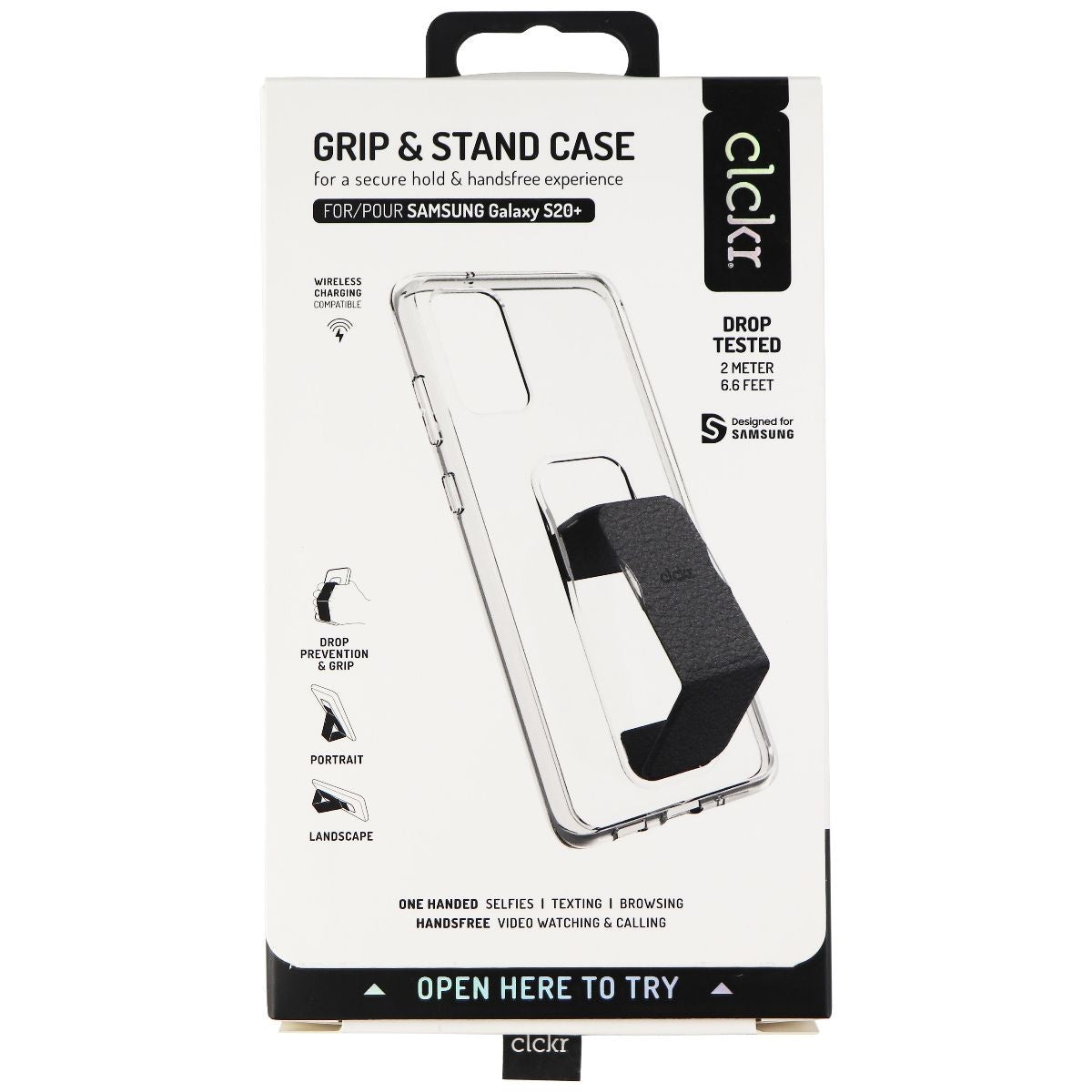 Clckr Grip & Stand Gard Case for Samsung Galaxy (S20+) - Clear/Black Cell Phone - Cases, Covers & Skins Clckr    - Simple Cell Bulk Wholesale Pricing - USA Seller