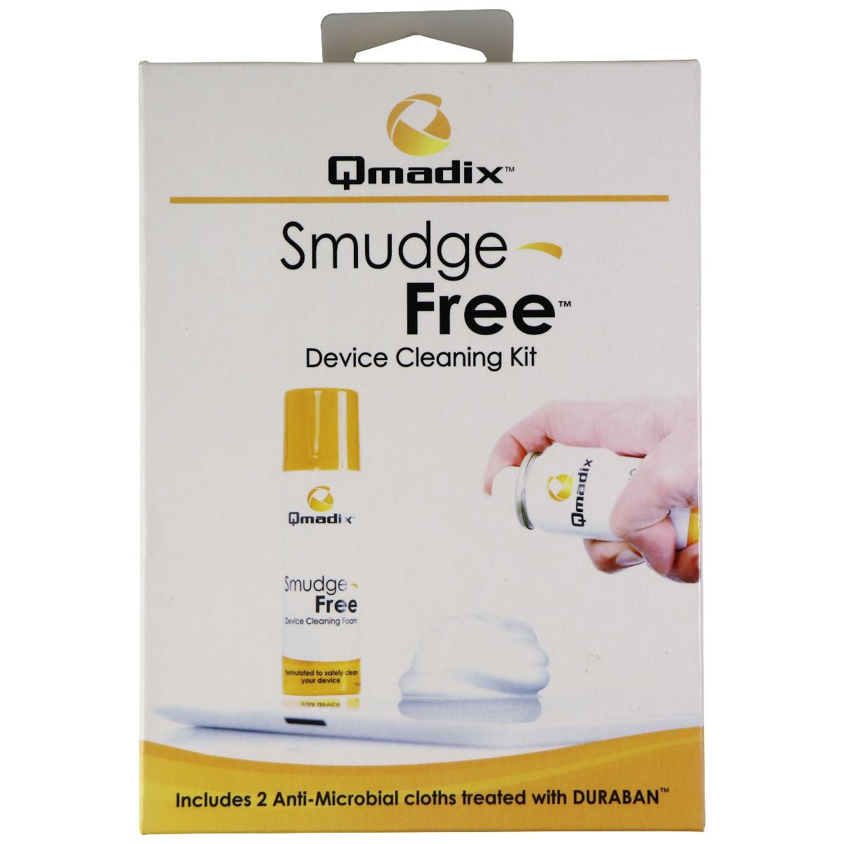 Qmadix Smudge Free Device Cleaning Kit with 2 Cloths and Foam Cell Phone - Replacement Parts & Tools Qmadix    - Simple Cell Bulk Wholesale Pricing - USA Seller