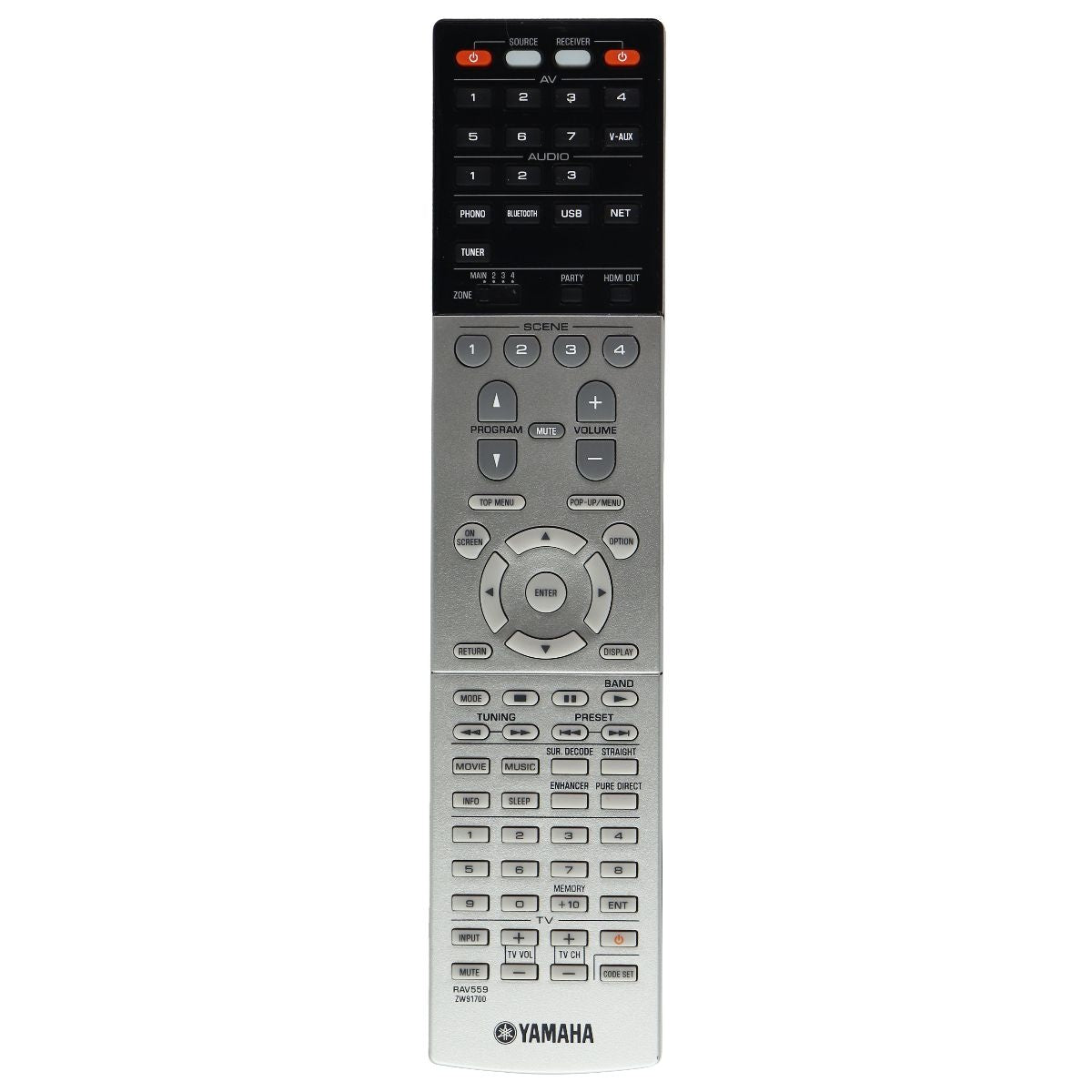 Yamaha RAV559 Remote Control for Select Yamaha Receivers - Silver (ZW91700) TV, Video & Audio Accessories - Remote Controls Yamaha    - Simple Cell Bulk Wholesale Pricing - USA Seller