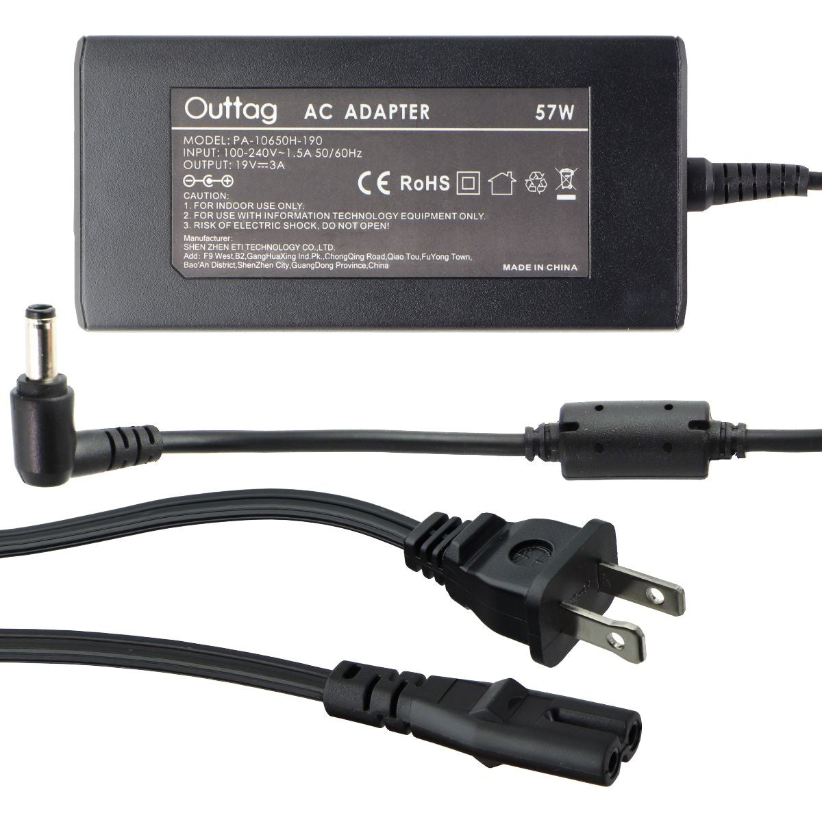 Outtag (57-Watt) AC Adapter Power Supply (PA-10650H-190) 57W (19V/3A) Multipurpose Batteries & Power - Multipurpose AC to DC Adapters Outtag    - Simple Cell Bulk Wholesale Pricing - USA Seller