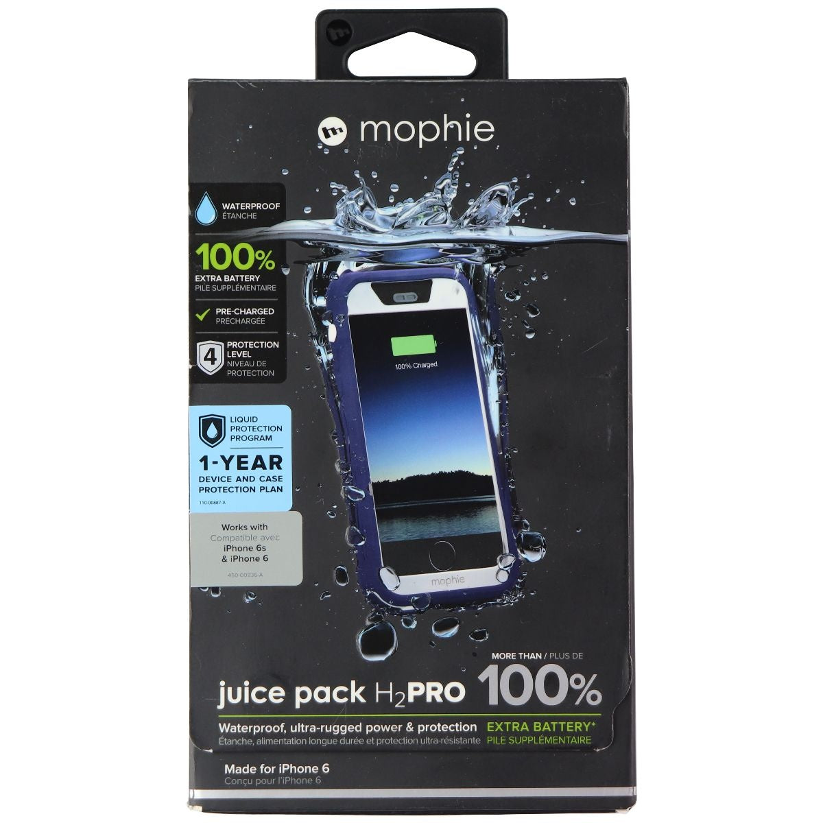Mophie Juice Pack H2PRO Waterproof Charging Case for Apple iPhone 6 - Blue/White Cell Phone - Cases, Covers & Skins Mophie    - Simple Cell Bulk Wholesale Pricing - USA Seller