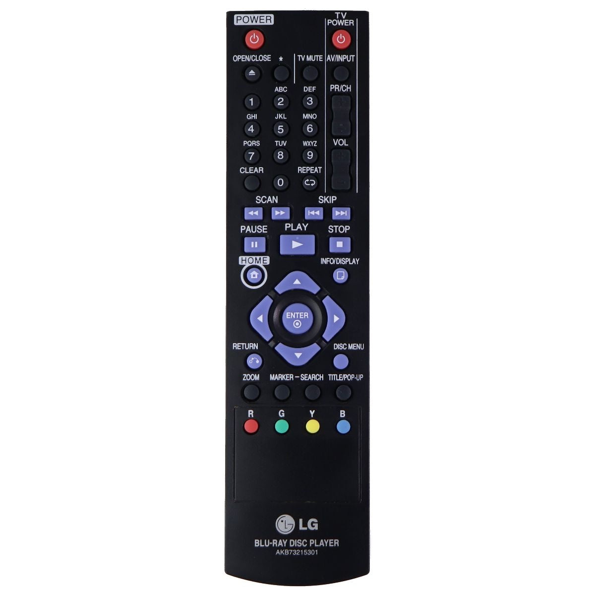 LG Remote Control (AKB73215301) for Select LG Blu-Ray Disc Players - Black TV, Video & Audio Accessories - Remote Controls LG    - Simple Cell Bulk Wholesale Pricing - USA Seller